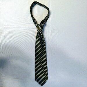 Y & G Men's Charcoal & Green 100% Silk Tie